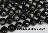 CJB151 15.5 inches 8mm round natural jet & pyrite gemstone beads