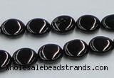 CJB21 16 inches 12mm flat round natural jet gemstone beads wholesale