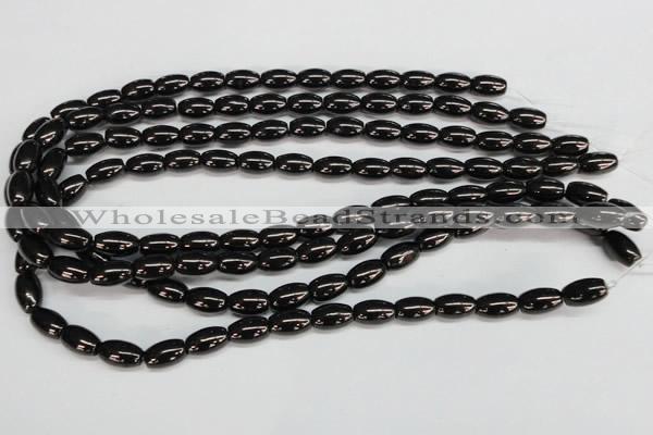 CJB51 15.5 inches 8*12mm rice natural jet gemstone beads