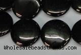 CJB78 15.5 inches 20mm flat round natural jet gemstone beads