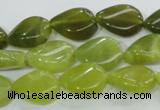 CKA114 15.5 inches 13*18mm twisted flat teardrop Korean jade beads