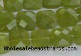 CKA116 15.5 inches 14*14mm faceted square Korean jade beads