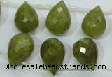 CKA121 Top-drilled 12*17mm faceted teardrop Korean jade beads