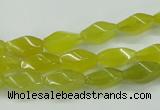 CKA21 15.5 inches 6*12mm twisted rice Korean jade gemstone beads