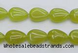 CKA255 15.5 inches 10*14mm flat teardrop Korean jade gemstone beads