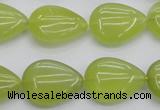 CKA257 15.5 inches 15*20mm flat teardrop Korean jade gemstone beads