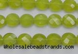 CKA265 15.5 inches 10mm faceted coin Korean jade gemstone beads