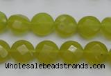 CKA266 15.5 inches 12mm faceted coin Korean jade gemstone beads