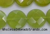 CKA267 15.5 inches 20mm faceted coin Korean jade gemstone beads