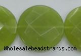 CKA268 15.5 inches 30mm faceted coin Korean jade gemstone beads