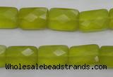 CKA280 15.5 inches 10*14mm faceted rectangle Korean jade gemstone beads