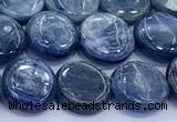 CKC816 15 inches 11mm - 12mm flat round blue kyanite beads