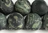 CKJ329 15 inches 12mm round matte kambaba jasper beads