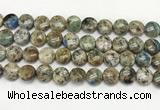 CKJ486 15.5 inches 10mm flat round natural k2 jasper beads