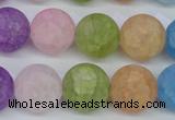 CKQ06 15.5 inches 14mm round matte dyed crackle quartz beads