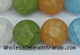 CKQ08 15.5 inches 18mm round matte dyed crackle quartz beads