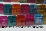 CKQ116 15.5 inches 10*10mm cube dyed crackle quartz beads