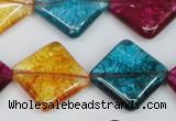 CKQ132 15.5 inches 20*20mm diamond dyed crackle quartz beads