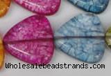 CKQ137 15.5 inches 30*30mm triangle dyed crackle quartz beads