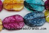 CKQ142 15.5 inches 18*25mm twisted rectangle dyed crackle quartz beads