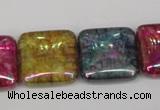 CKQ156 15.5 inches 25*25mm square AB-color crackle quartz beads