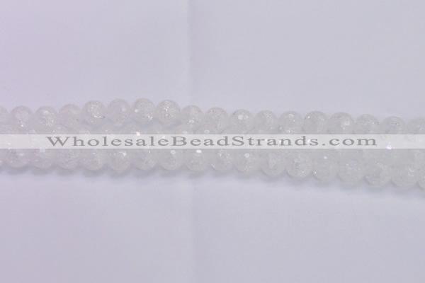 CKQ345 15.5 inches 10mm faceted round dyed crackle quartz beads