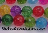 CKQ353 15.5 inches 12mm faceted round dyed crackle quartz beads