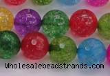 CKQ354 15.5 inches 14mm faceted round dyed crackle quartz beads