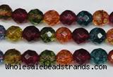 CKQ42 15.5 inches 8mm faceted round dyed crackle quartz beads