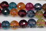 CKQ43 15.5 inches 10mm faceted round dyed crackle quartz beads