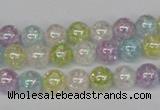 CKQ62 15.5 inches 8mm round AB-color dyed crackle quartz beads