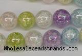 CKQ65 15.5 inches 14mm round AB-color dyed crackle quartz beads