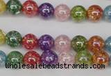 CKQ72 15.5 inches 8mm round AB-color dyed crackle quartz beads