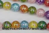 CKQ74 15.5 inches 12mm round AB-color dyed crackle quartz beads