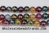 CKQ81 15.5 inches 6mm round AB-color dyed crackle quartz beads