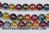 CKQ82 15.5 inches 8mm round AB-color dyed crackle quartz beads