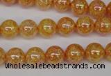 CKQ91 15.5 inches 6mm round AB-color dyed crackle quartz beads