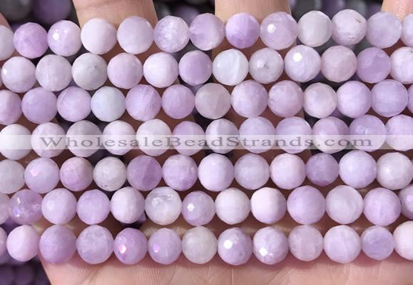 CKU325 15.5 inches 7.5mm - 8mm faceted round natural kunzite beads