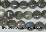 CLB168 15.5 inches 12mm flat round labradorite gemstone beads