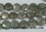 CLB190 15.5 inches 10mm faceted coin labradorite gemstone beads