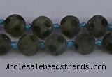 CLB230 15.5 inches 10mm faceted round matte labradorite beads