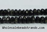 CLB303 15.5 inches 5*8mm faceted rondelle black labradorite beads