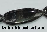 CLB317 15.5 inches 18*42mm flat teardrop black labradorite beads