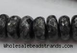 CLB332 15.5 inches 10*18mm faceted rondelle black labradorite beads