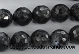 CLB364 15.5 inches 14mm faceted round black labradorite beads wholesale