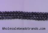 CLB370 15.5 inches 4mm round matte black labradorite beads