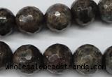 CLB405 15.5 inches 14mm faceted round grey labradorite beads