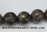 CLB406 15.5 inches 16mm faceted round grey labradorite beads