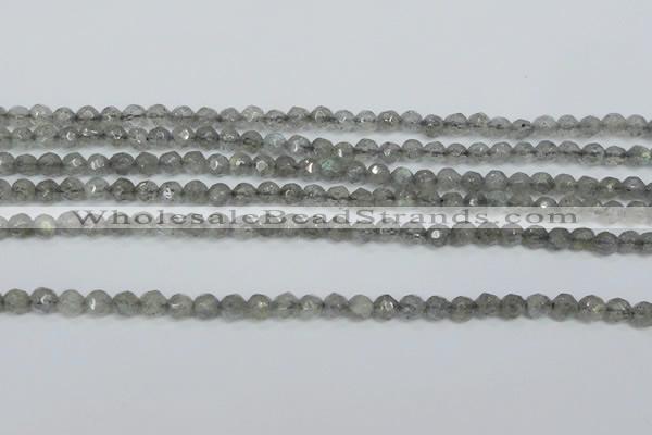 CLB510 15.5 inches 4mm faceted round labradorite gemstone beads