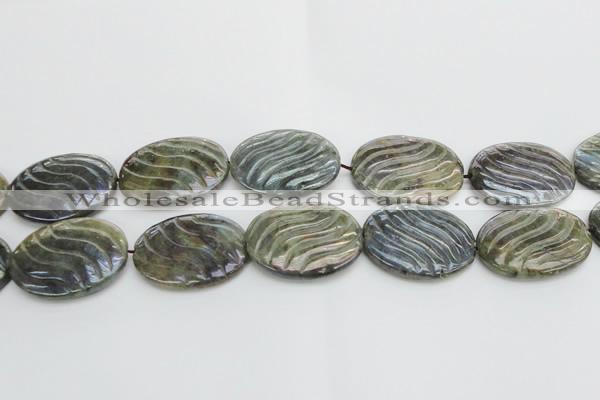 CLB671 15.5 inches 30*40mm carved oval AB-color labradorite beads